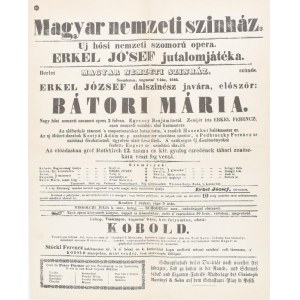 1840 Magyar Nemzeti Színhát előadásának plakátja, REPRINT!, 45×36 cm