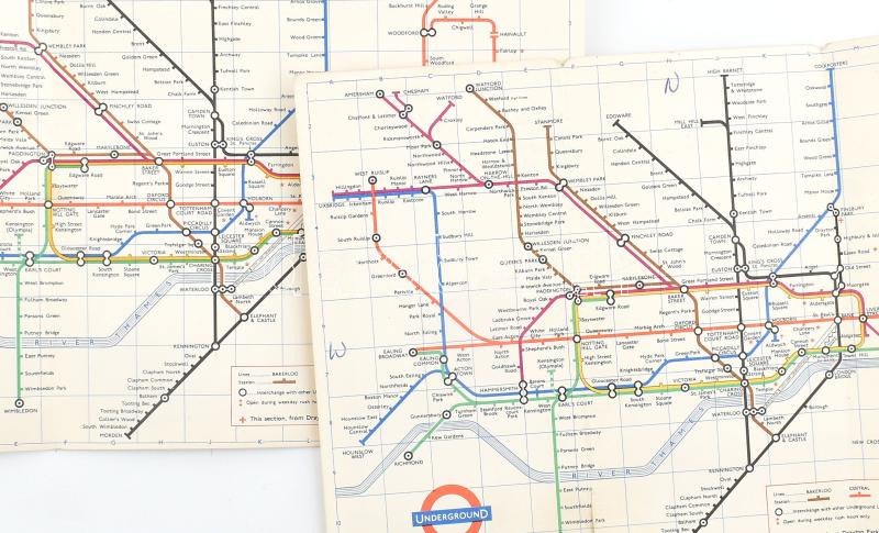 1966 London Underground, Diagram of Lines and Station Index (x3 ...
