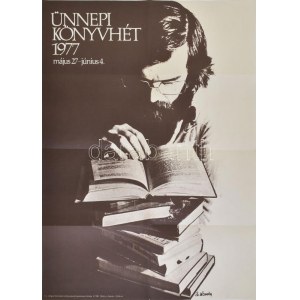 1977 Könyvhét plakát Jelzett. Hajtva 80x56 cm