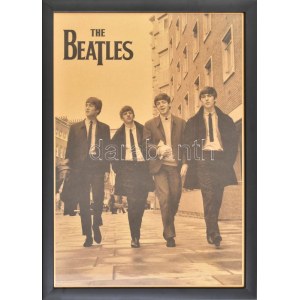 Beatles poszter, üvegezett fakeretben, 50x35 cm