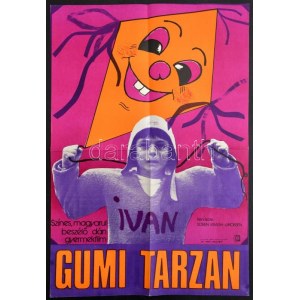 1985 Gumi Tarzan, dán gyermekfilm plakátja, hajtott, 56×38 cm