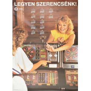 1984 Legyen szerencsénk, Skála-Luescher Nemzetközi Kft. reklám naptár plakát, ofszet, papír, feltekerve...