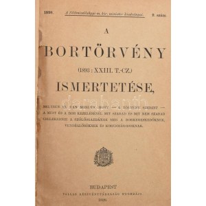 A bortörvény (1893: XXIII. t.-cz.) ismeretése. A földmívelésügyi m. kir. minister kiadványai 9. sz. Hozzákötve...