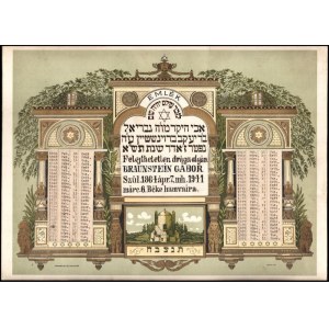 1941 Elhunyt izraelita személy halálának évfordulóit bemutató emléklap Litho kartonon 41x30 cm