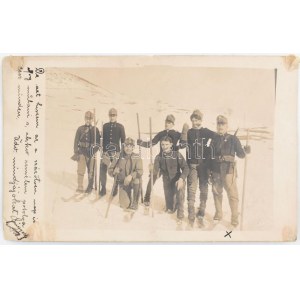 1914 Bondone magyar katonák sítalpon fotólap