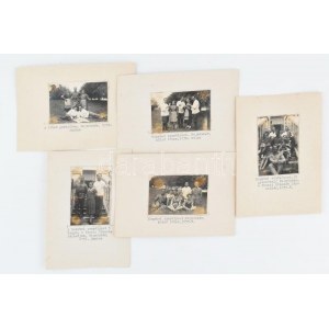1938-1939 A hajmáskéri katonai laktanya konyhai személyzetének 5 db feliratozott fotója kartonon...