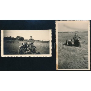 cca 1940 Luftwaffe és Wehrmacht katonák motoron 2 db fotó 6x9cm