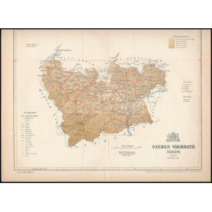 1897 Szeben vármegye térképe, tervezte: Gönczy Pál, 1:520 000, kiadja: Posner, 24×30 cm
