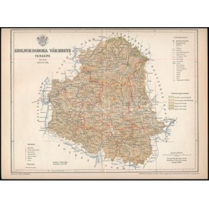 1897 Szolnok-Doboka vármegye térképe, tervezte: Gönczy Pál, 1:490 000, kiadja: Posner...