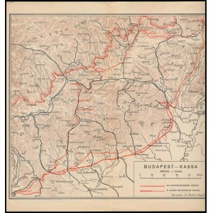 2 db térkép 1939-ből: Kassa város, Budapest-Kassa. terv Bodnár Gyula 24x23 cm