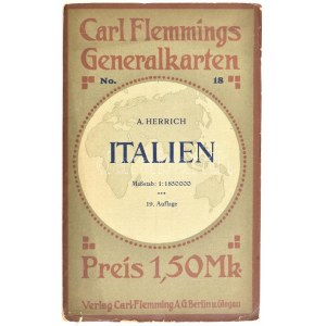 cca 1920 Carl Flemming Italien - Olaszország térkép, borítóval 70x70 cm