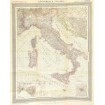 cca 1920 Carl Flemming Italien - Olaszország térkép, borítóval 70x70 cm