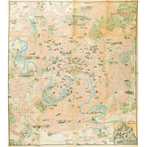 cca 1960 Moszkva grafikus térképe / Grpahic map of Moscow 70x80 cm