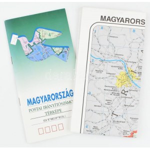 Magyarország postai irányítószámai, nagyméretű térkép, melléklettel (névjegyzék), jó állapotban...