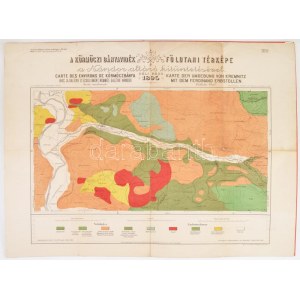 1895 A körmöci bányavidék földtani térképe, északi és déli rész, 2 db térkép, M. Kir. Földtani Intézet, hajtott...