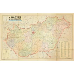 1957 A Magyar Népköztársaság közigazgatási térképe 100x75 cm