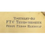 cca 1930 Ezüst (Ag) cigaretta tárca FTC teniszverseny férfi páros díj, jelzett, hiányos zománcberakás, 9×13 cm...