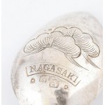 Ezüst (Ag) orosz japonizáló teáskanál Nagasaki felirattal, 6db, jelzett, 1900 körül, h: 13 cm, nettó...