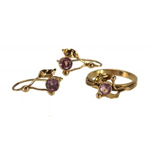 Gold earrings and ring, set ORNO (29)
