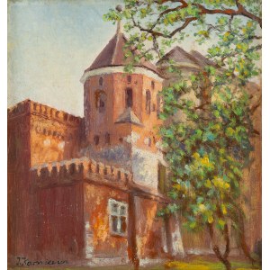 Jerzy Karszniewicz (1878 Tarnów - 1945 Krakau), Cieśliński-Turm von der Seite der Planty in Krakau