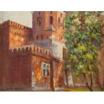 Jerzy Karszniewicz (1878 Tarnów - 1945 Krakau), Cieśliński-Turm von der Seite der Planty in Krakau