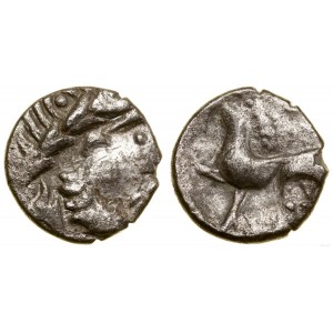 Východní Kelti, drachma typu Kugelwange, asi 2. storočie pred Kr.
