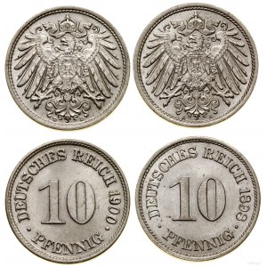 Německo, sada: 2 x 10 fenig, 1898/A a 1900/D, Berlín a Mnichov