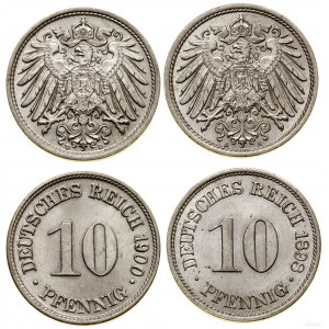 Germany, set: 2 x 10 fenig, 1898/A and 1900/D, Berlin and Munich