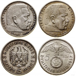 Niemcy, zestaw: 2 x 5 marek, 1935 A i 1937 A, Berlin