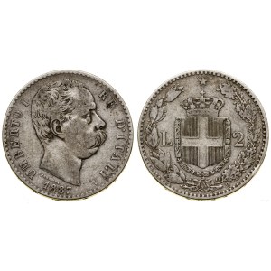 Italy, 2 lira, 1887, Rome