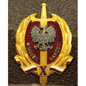 Badge with ID card 10 Years in the Service of the Nation, numbers compatible (150)