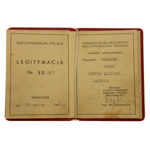 Legitimácia Zlatý kríž za zásluhy, 1948 (809)