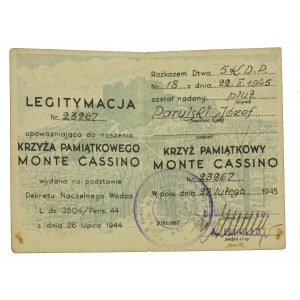 Legitymacja Krzyża Pamiątkowego Monte Cassino (413)