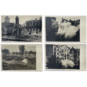 FOUR CARDS OF DESTROYED WARSAW 1944.
