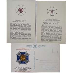 THREE CARDS WITH REGIMENTAL BADGES