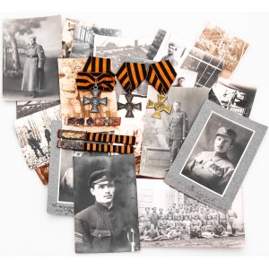 Russia Saint George Cross Set with Bars on Czechoslovakian Soldier with Photos 1916 - 1920 R