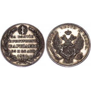 Russia Silver Warsaw Capture Medal for Cavalry 1831 (until 1914) Novodel