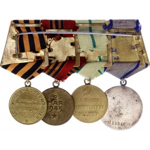 Russia - USSR Bar with 4 Medals by One Person 1944 - 1945
