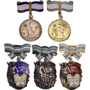 Russia - USSR Full Set of Motherhood Glory Medals & Order 1944