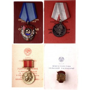 Russia - USSR Lot of 4 Awards by One Person 1943 - 1970