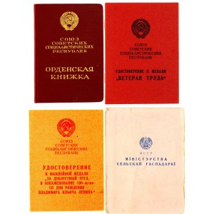 Russia - USSR Lot of 4 Awards by One Person 1943 - 1970