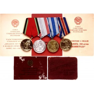 Russia - USSR Bar with 4 Medals by One Person 1957 - 1975
