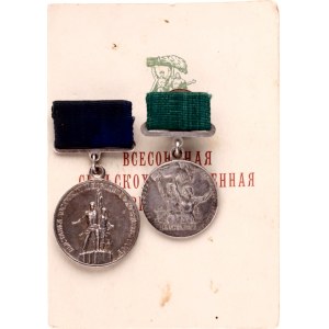 Russia - USSR Silver Badges of All-Union Agricultural Exhibition & Laureate of VDNK 1955 - 1990 Bronze 26x20 mm.; Enameled; Condition-II