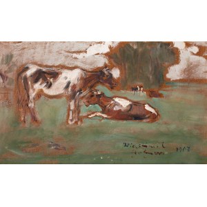 Wlastimil Hofman (1881 Praha - 1970 Szklarska Poręba), Kravy na pastve