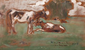 Wlastimil Hofman (1881 Praga - 1970 Szklarska Poręba), Krowy na pastwisku