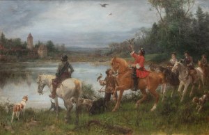 Wilhelm Carl Räuber (1849 Kwidzyn-1926 Monachium), Scena z sokołem