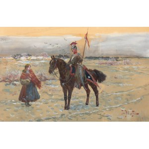 Jan Perdzyński (1869 Warsaw-1902 there), Lancer and Girlfriend