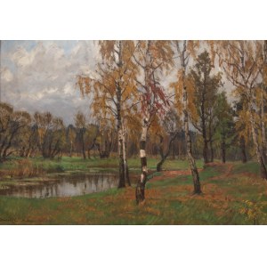 Stefan Domaradzki (1897 Nizhny Novgorod - 1983 Nandy bei Paris), Birken am Wasser, 1928.