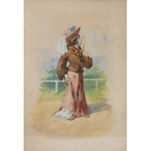 Franciszek Kostrzewski (1826 Warszawa - 1911 tamże), Dama w kapeluszu, 1902 r.