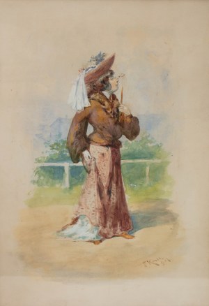 Franciszek Kostrzewski (1826 Warszawa - 1911 tamże), Dama w kapeluszu, 1902 r.